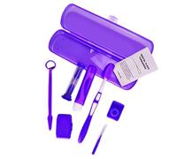 SGERUFZ 8 Piezas Kit Portátil de Cuidado Ortodóntico, Set para Brackets con Cepillo en V, Espejo Bucal, Cepillo Interdental, Hilo Dental y Cera Ortodoncia (Violeta)