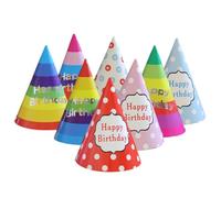 SGERUFZ 8 Piezas Sombreros PartyDeco Happy Birthday Decoración Fiesta de Cumpleaños (20 cm) (Dots Mix)