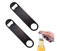 SGERUFZ Abrebotellas de cerveza, 2 piezas Abrebotellas plano Abrebotellas de acero inoxidable Abridor de cerveza Bar Abrebotellas para cocina Bar Restaurante (Negro)