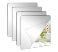 SGERUFZ Conjunto de 4 Espejos Adhesivos HD de Acrílico 15 x 15cm Sin Marco Ideales para Armarios Sala de Estar Baño y Dormitorio