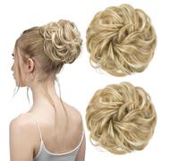 SGERUFZ Moños 2 piezas, Grande Coleteros Mujer, Extensiones de Cabello Rizado Ondulado, Moño Sintético Despeinado para Mujeres, Postizo Pelo y Coletas Postizas Natural con Cabello (beige marrón)