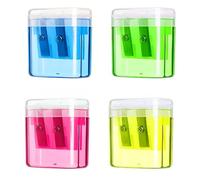 SGERUFZ Sacapuntas de 4 Piezas con Depósito, Doble Agujero, Manuales, Portátiles, Antideslizantes de Seguridad, Adecuadas para Uso Doméstico y Escolar, Saca Puntas, Pencil Sharpener