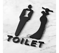 SGERUFZ Señales de Baños para Hombre y Mujer, Láminas para Puertas de WC, Baño o Armario (Negro) (12×8 cm)