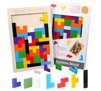 SGERUFZ Tetris Puzzle 3D Madera, Juego Rompecabezas con 40 piezas, Juguetes para Niños 3 4 5 Años, Inteligencia Cerebro Jigsaw, Stem Educativo Regalo (Colorido)