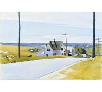 SGFGAD FHYWQ Edward Hopper Poster Scenery Prints Arte de pared moderno Imagen en color《Casas junto a la carretera》Edward Hopper Pintura en lienzo para decoración del hogar 50x80cm sin marco