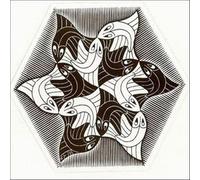 SGFGAD FHYWQ Famoso M.C Escher Vision Poster Thinking Prints Cuadro abstracto de arte de pared《Patrón de pez》M.C Escher Pintura en lienzo para decoración del hogar 50x50cm Sin marco