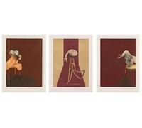 SGFGAD FHYWQ Famoso póster de Francis Bacon Arte abstracto en la pared《Scream-Triptych 1983》 por Francis Bacon Graba pintura en lienzo a color para decoración del hogar 30x40cmx3 sin enmarcar