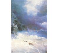 SGFGAD FHYWQ Famoso Póster de Ivan Aivazovsky Impresiones de paisajes marinos Arte de pared vintage《En la tormenta》Cuadro Ivan Aivazovsky Cuadro en lienzo para decoración del hogar 50x70cm Sin marco