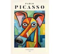 SGFGAD FHYWQ Famoso Póster De Pablo Picasso Color Animal Prints Arte Abstracto De Pared Imagen《Perro Divertido》Pablo Picasso Pintura En Lienzo Para Decoración De Salón 40x50cm Sin Enmarcar