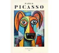 SGFGAD FHYWQ Famoso Póster De Pablo Picasso Color Animal Prints Arte Abstracto De Pared Imagen《Perro Divertido》Pablo Picasso Pintura En Lienzo Para Decoración De Salón 40x50cm Sin Enmarcar