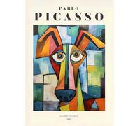 SGFGAD FHYWQ Famoso Póster De Pablo Picasso Color Animal Prints Arte Abstracto De Pared Imagen《Perro Divertido》Pablo Picasso Pintura En Lienzo Para Decoración De Salón 40x50cm Sin Enmarcar