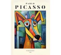 SGFGAD FHYWQ Famoso Póster De Pablo Picasso Color Animal Prints Arte Abstracto De Pared Imagen《Perro Divertido》Pablo Picasso Pintura En Lienzo Para Decoración De Salón 40x50cm Sin Enmarcar