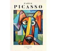 SGFGAD FHYWQ Famoso Póster De Pablo Picasso Color Animal Prints Arte Abstracto De Pared Imagen《Perro Divertido》Pablo Picasso Pintura En Lienzo Para Decoración De Salón 40x50cm Sin Enmarcar