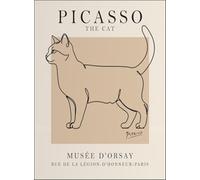 SGFGAD FHYWQ Famoso póster de Pablo Picasso, ilustración abstracta en la pared《El Gato》de Pablo Picasso, grabados sencillos de lienzo animal para decoración del hogar 40x50cm sin enmarcar