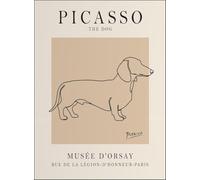 SGFGAD FHYWQ Famoso póster de Pablo Picasso, ilustración abstracta en la pared, El perro》de Pablo Picasso, grabados sencillos de lienzo animal para decoración del hogar, 40x50 cm sin enmarcar