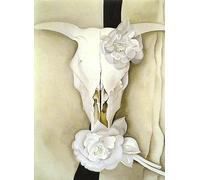 SGFGAD FHYWQ Georgia O'Keeffe Póster Impresiones en color Cuadro abstracto de arte de pared《Cráneo de vaca con rosas de calicó》Bodegón Pintura en lienzo para decoración del hogar 30x50cm sin marco