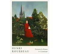 SGFGAD FHYWQ Henri Rousseau Póster Impresiones en color Cuadro abstracto de arte mural《Retrato de una mujer en un paisaje》Pintura en lienzo de personas para decoración del hogar 40x60cm sin marco