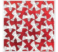 SGFGAD FHYWQ M.C Escher Vision Poster Thinking Prints Cuadro abstracto de arte de pared《Pez rojo y blanco》M.C Escher Pintura en lienzo para decoración del hogar 50x50cm sin marco