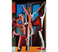 SGFGAD FHYWQ Pablo Picasso Póster Personas Impresiones en color《Tres bailarines》Arte de pared abstracto Cuadro de Pablo Picasso Pintura en lienzo para decoración del hogar 50x70cm Sin marco