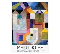 SGFGAD FHYWQ Paul Klee Póster Impresiones de paisajes Cuadro abstracto de arte de pared《Arquitectura colorida》Paul Klee Pintura en lienzo para decoración de salón 50x70cm sin marco
