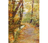 SGFGAD FHYWQ Póster abstracto de Egon Schiele Cuadro de arte mural《Winding Creek》por Egon Schiele Grabados Pintura en lienzo a color de paisaje para decoración del hogar 40x55cm sin enmarcar