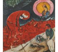 SGFGAD FHYWQ Póster abstracto de Marc Chagall Imagen de arte mural《The Red Village》de Marc Chagall Grabados en lienzo a color de paisaje para decoración del hogar 40x40cm sin enmarcar