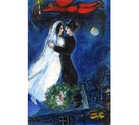 SGFGAD FHYWQ Póster abstracto de Marc Chagall《Pareja casada con ángel rojo》por Marc Chagall Grabados Pintura en lienzo a color para decoración del hogar 40x60cm sin enmarcar