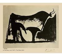 SGFGAD FHYWQ Póster abstracto de Pablo Picasso Cuadro mural de pared 《El toro negro 1947》de Pablo Picasso Grabados bocetos pintura en lienzo para decoración del hogar 40x50cm sin enmarcar