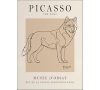 SGFGAD FHYWQ Póster abstracto de Pablo Picasso Ilustración mural abstracta《El Lobo》de Pablo Picasso Grabados sencillos de lienzo animal para decoración del hogar 40x50cm sin enmarcar