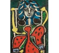 SGFGAD FHYWQ Póster abstracto de Pablo Picasso Imagen de pared abstracta《Mujer vestida de rojo》 por Pablo Picasso Grabados de personas Pintura en lienzo para decoración del hogar 40x50cm sin enmarcar