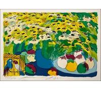 SGFGAD FHYWQ Póster abstracto de Walasse Ting Cuadro de pared de pared 《Flor de frutas de loro》 por Walasse Ting Grabados Naturaleza muerta de lienzo para decoración del hogar 40x55cm sin enmarcar