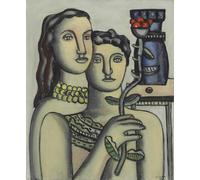 SGFGAD FHYWQ Póster de Fernand Léger Cuadro abstracto de pared en color《Dos hermanas》por Fernand Léger Figuras Pintadas en lienzo para decoración del hogar 50x60cm sin enmarcar