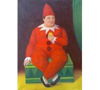SGFGAD FHYWQ Póster de Fernando Botero Color People Prints《 Payaso rojo》 Arte abstracto mural de Fernando Botero Pintura de lienzo para decoración del hogar 50x70cm sin enmarcar