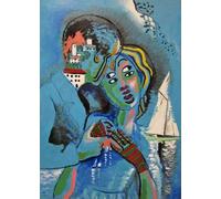 SGFGAD FHYWQ Póster de Francis Picabia Arte abstracto en la pared《Un abrazo junto al mar》de Francis Picabia Grabados figuras Pintura en lienzo para decoración del hogar 50x70cm sin enmarcar
