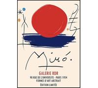 SGFGAD FHYWQ Póster de Joan Miro Color Abstract Gifts Pintura en lienzo《 Red Pattern》De Joan Miro Wall Art Collect Grabados para Decoración del Hogar 50x70cm Sin enmarcar