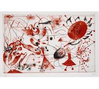 SGFGAD FHYWQ Póster de Joan Miro Pintura abstracta en lienzo a color《 Black and Red Series》De Joan Miro Colección de Grabados para Decoración del Hogar 60x40cm Sin enmarcar