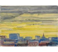 SGFGAD FHYWQ Póster de Karl Wiener《Una hilera de casas en Viena》Grabados murales 50x70cm sin enmarcar