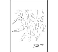 SGFGAD FHYWQ Póster de Pablo Picasso Arte abstracto en la pared《Tres bailarines》por Pablo Picasso Grabados de figuras de línea Pintura en lienzo para decoración del hogar 40x60cm Sin enmarcar