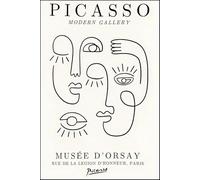 SGFGAD FHYWQ Póster de Pablo Picasso Cuadro abstracto de arte mural《Dos caras de figura》por Pablo Picasso Grabados de líneas negras Pintura en lienzo para decoración del hogar 50x80cm sin enmarcar