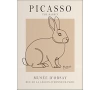 SGFGAD FHYWQ Póster de Pablo Picasso Cuadro abstracto de pared 《El conejo》de Pablo Picasso Grabados sencillos de lienzo de animales para decoración del hogar 40x50cm sin enmarcar