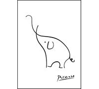 SGFGAD FHYWQ Póster de Pablo Picasso Ilustración abstracta de pared 《El elefante》de Pablo Picasso Figuras de línea Pintura en lienzo para decoración del hogar 40x60cm sin enmarcar