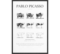 SGFGAD FHYWQ Póster de Pablo Picasso, ilustración abstracta en la pared, El toro》de Pablo Picasso Grabados líneas de boceto, pintura de lienzo animal para decoración del hogar 50x80cm sin enmarcar
