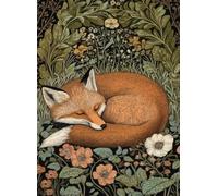 SGFGAD FHYWQ Póster de William Morris Cuadro moderno de pared 《Zorro durmiendo entre plantas》por William Morris Grabados Pintura de lienzo de animales para decoración del hogar 30x40cm sin enmarcar
