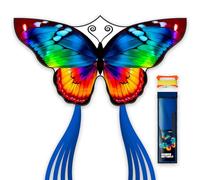 SGftre Dragón de mariposas de colores - cometa ligera para niños y adultos, ideal para principiantes, juguetes para exteriores para playas y parques, incluye 100 m de cuerda y bolsa de transporte