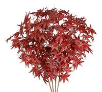 Sggvecsy 4 ramas de hojas de arce artificiales, hojas de otoño, tallos de hojas de arce, arbustos, arbustos de hojas de otoño, follaje de seda sintética para el hogar, cocina, centro de mesa de