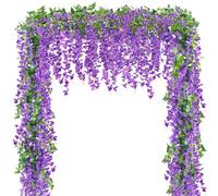 Sggvecsy 6 guirnaldas de glicinias artificiales, guirnaldas de glicinia falsas, enredaderas colgantes de seda de ratán para el hogar, jardín, al aire libre, boda, arco de fiesta, ceremonia, total 35.4