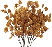 Sggvecsy 6 Hojas de eucalipto de otoño, Tallos de eucalipto Artificiales, Hojas largas Plateadas, Ramas de Hojas de otoño, eucalipto de Seda Falsa para Navidad, hogar, otoño, Acción de Gracias