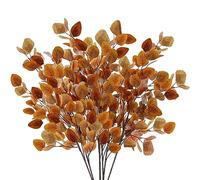 Sggvecsy 6 hojas de eucalipto de otoño, tallos de eucalipto artificiales, hojas largas plateadas, ramas de hojas de otoño, eucalipto de seda falsa para interiores y hogar, decoración de Acción de
