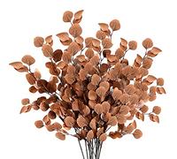 Sggvecsy 6 tallos de eucalipto artificiales de otoño, hojas largas de dólar plateadas, ramas de hojas de eucalipto de seda falsa para interiores, hogar, festival de otoño, decoración de Acción de