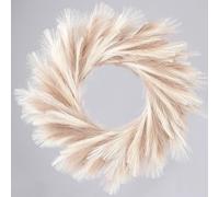 Sggvecsy Corona de Hierba de Las Pampas de 26 Pulgadas, Corona de Pampas Artificiales para Todas Las Estaciones, decoración de Navidad, decoración de Pared Bohemia para Puerta Delantera, Granja,